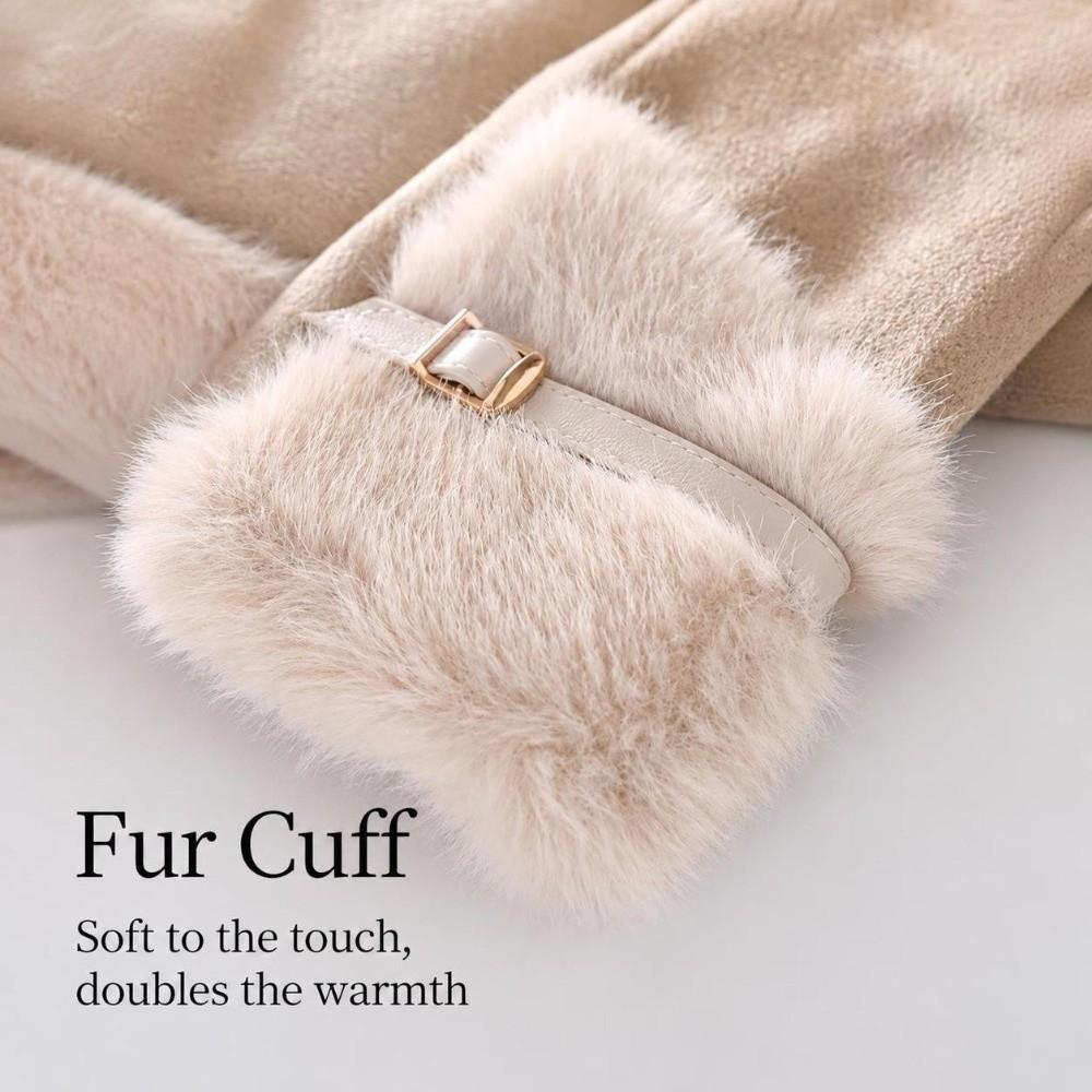 Plush Lining Winter Gloves Windproof Thick Gloves Fashion Touch Screen Gloves  Women