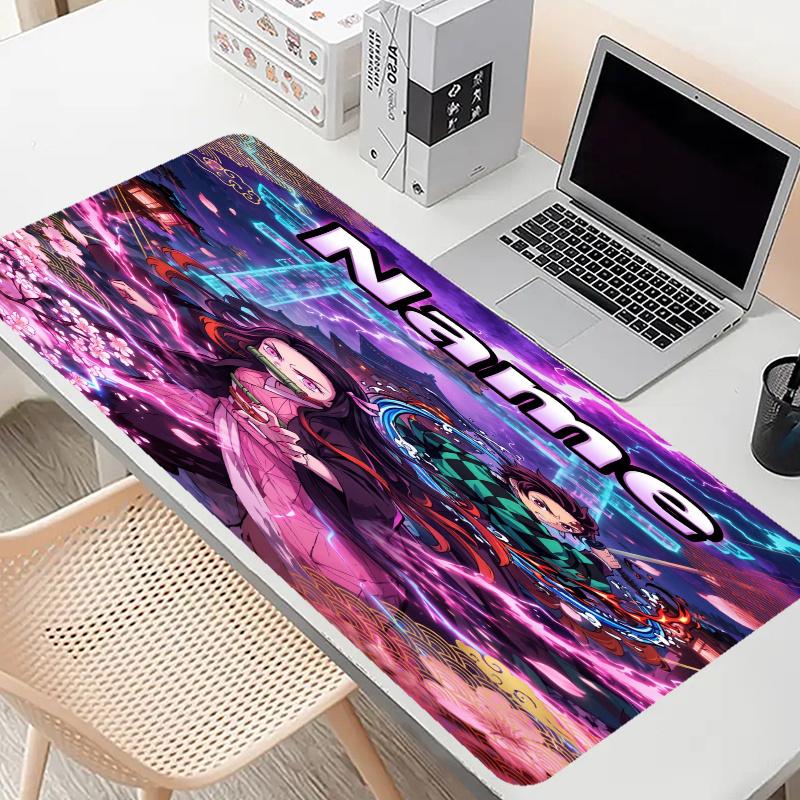 Custom Name Personalized Demon Slayer Anime Pattern Mousepad, Laptop PC Desk Mat, Decorative Desk Mat for Home Keyboard Pad Gift