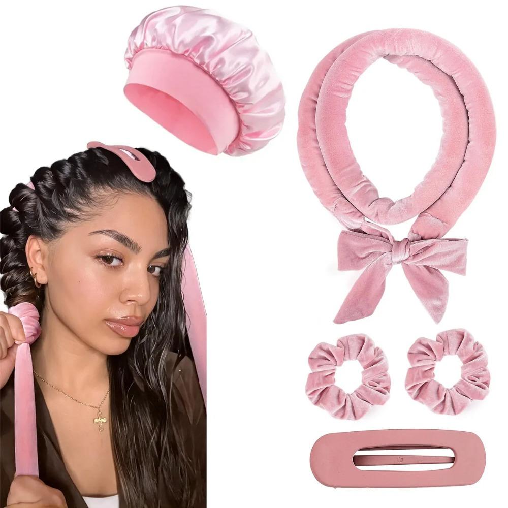 8/5/4 Stück Hitzeloses Lockenwickler-Set Satin-Schlafhaube Keine Hitze Über Nacht Locken Kantenbürste Scrunchies Kamm Schwarzer Geschenk Kamm Styling-Werkzeuge
