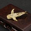 Solid Brass Shark Blue Whale Miniature Figurine Handcrafted Feng Shui Ornament for Office Tabletop Home Gift