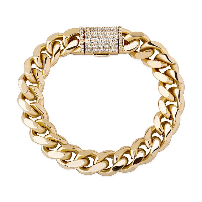 European And American New European And American Box Jewelry Buckle Fashion Bracelet Inlaid With Zircon Real Gold Plating Hip -Hop Men 'S Bracelet 