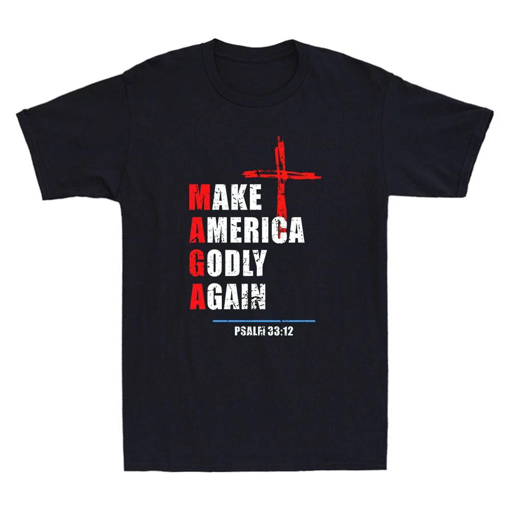 Make America Godly Again Psalm 33:12 Funny Christian Faith Quote Men s T-Shirt L