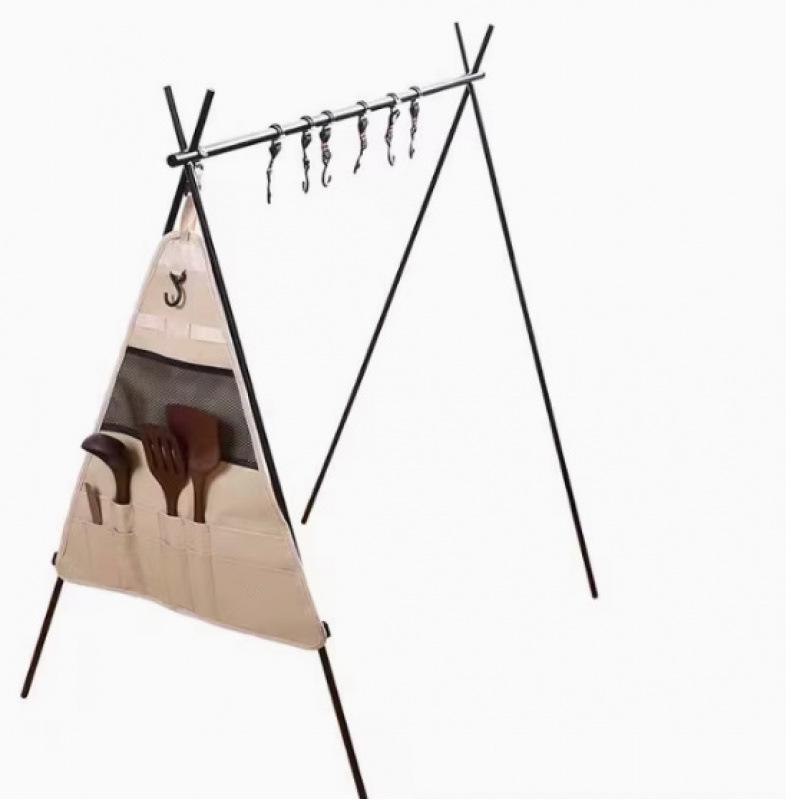 Portable Double-Layer Foldable Storage Rack with Mesh Bag for Outdoor Camping, Self-Driving Tours, Home Use, and Picnics.