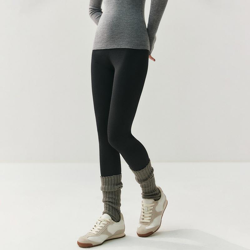 Women s High-Waist Seamless Wool Leggings - Slimming, Solid Color, Versatile Fitness Pants M