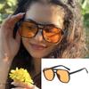 Classic Big Pilot Sunglasses Women Vintage Double Beam Yellow Orange Lens Sun Glasses Female Candy Color 70s Eyewears UV400