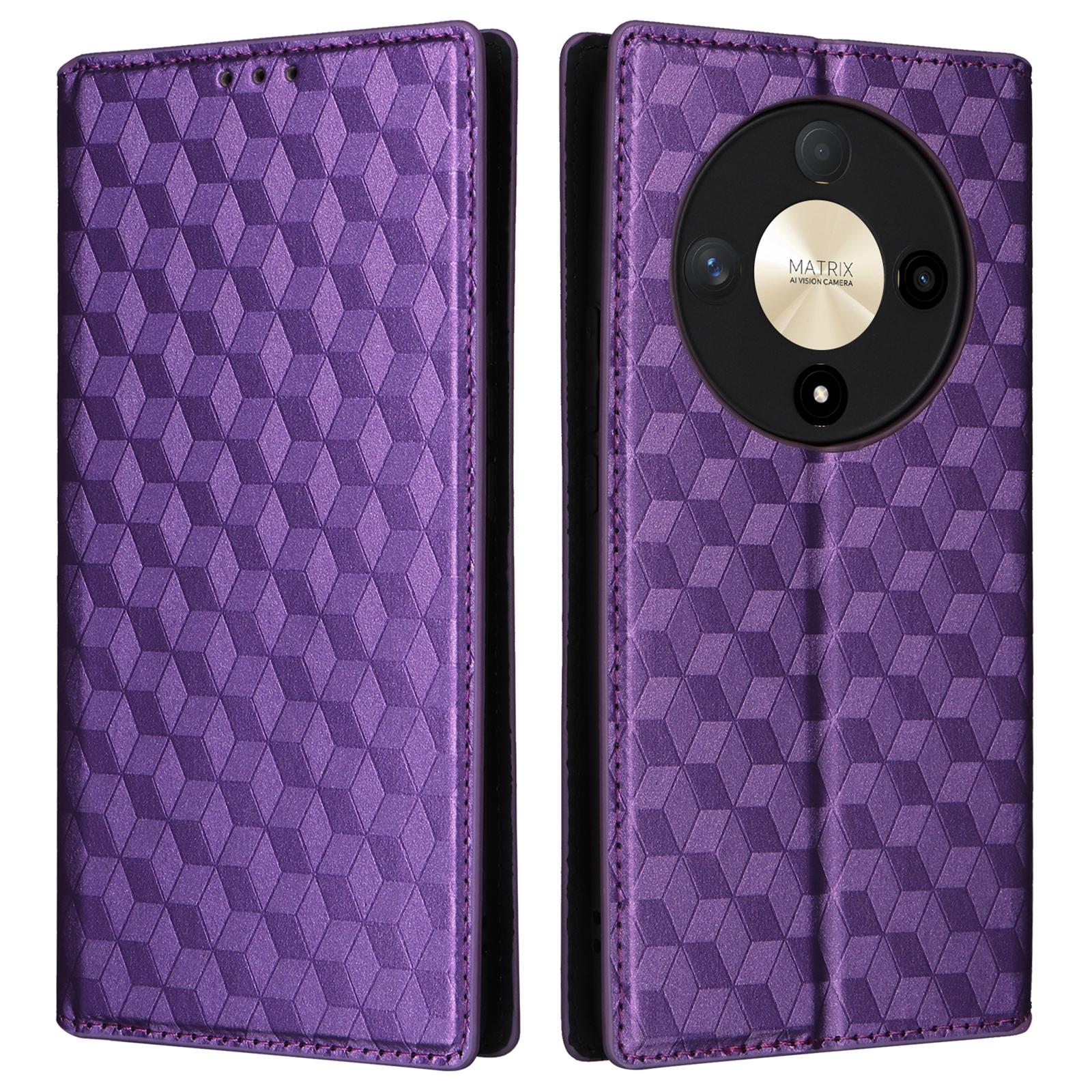 

For Honor Magic6 Lite 5G/X9b 5G/X50 Case Magnetic Closing Leather Wallet Cell Phone Cover Purple