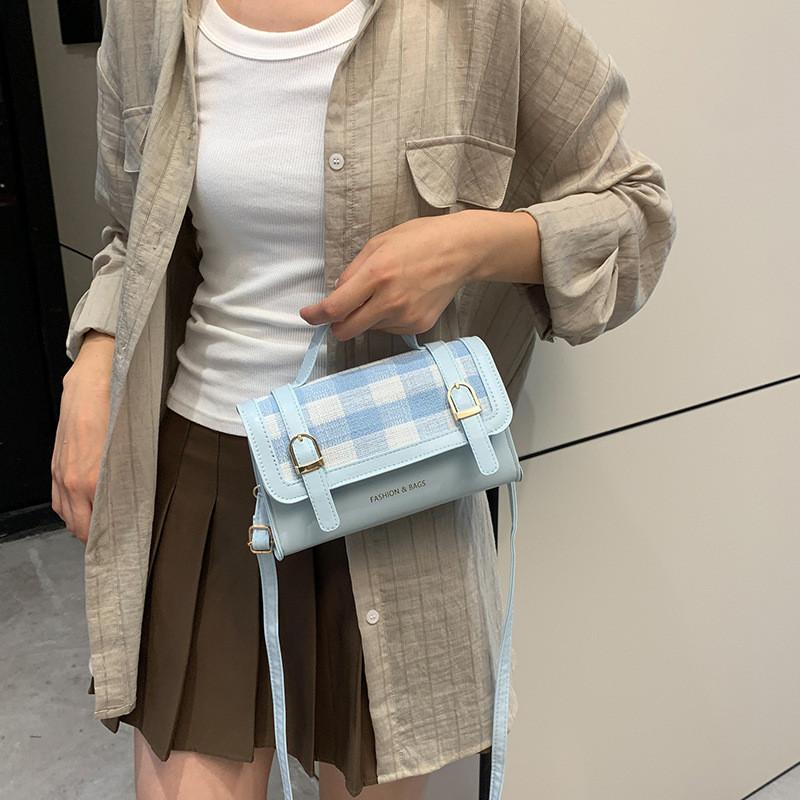 Stylish Urban Chic Plaid Handbag For Women 2024 Trendy Color Block Shoulder Bag