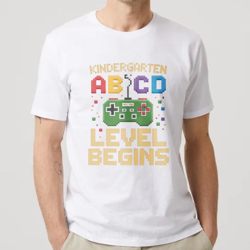 Minimalist Tshirt Summer top Relaxed Fit For him Oneck tshirt Vintage Kindergarten Abcd Level Begins Trendy Unisex Tee shirt