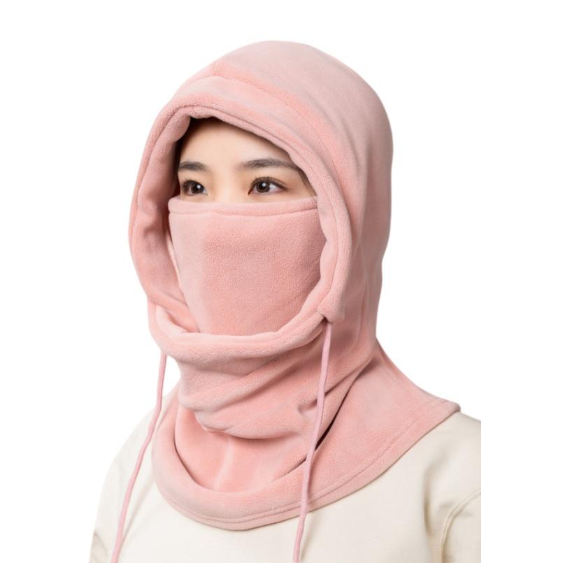 

3-in-1 Winter Hooded Neck Balaclava Scarf Windproof Warm Neck Gaiter with Facemask for Outdoor Activities Cycling 5colors розовый