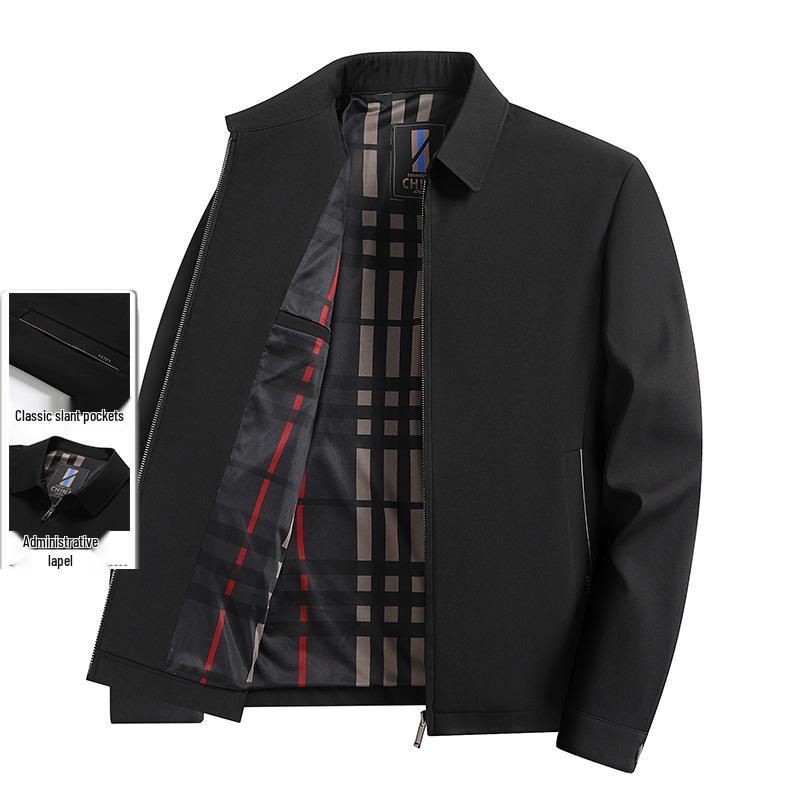 

Men s Autumn Business Casual Jacket - Solid Color, Lapel Design for Middle-Aged and Elderly M/170 (Weight 90-110 jin)