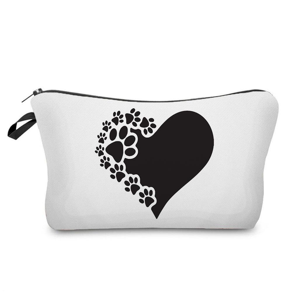 Women Dog Paw Print Cosmetic Bag Toiletries Organize Travel Storage Case 6874