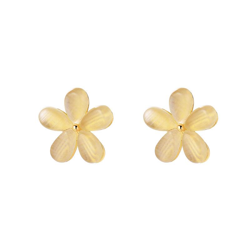 

Серьги-цветы в японском и корейском стиле с кошачьим глазом. Летние простые универсальные серьги. Высококачественные серьги. Трендовые