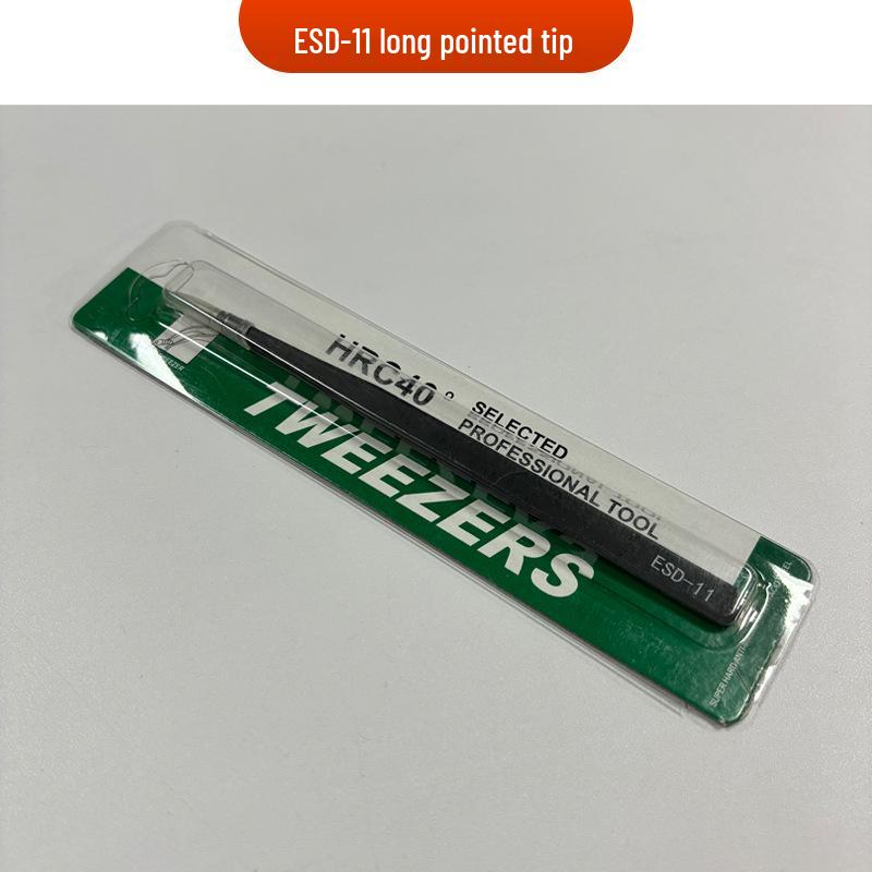 Precision Anti-static Stainless Steel Tweezers Set: Straight Tip, Bent Tip, Thickened, Pointed Tip, Bird's Nest Beauty Tweezers.