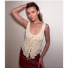Zbzr Spring New Women clothes Western Style Bowknot Decoration Lace-up Slim fit Sexy Pleat Sling Vest Top