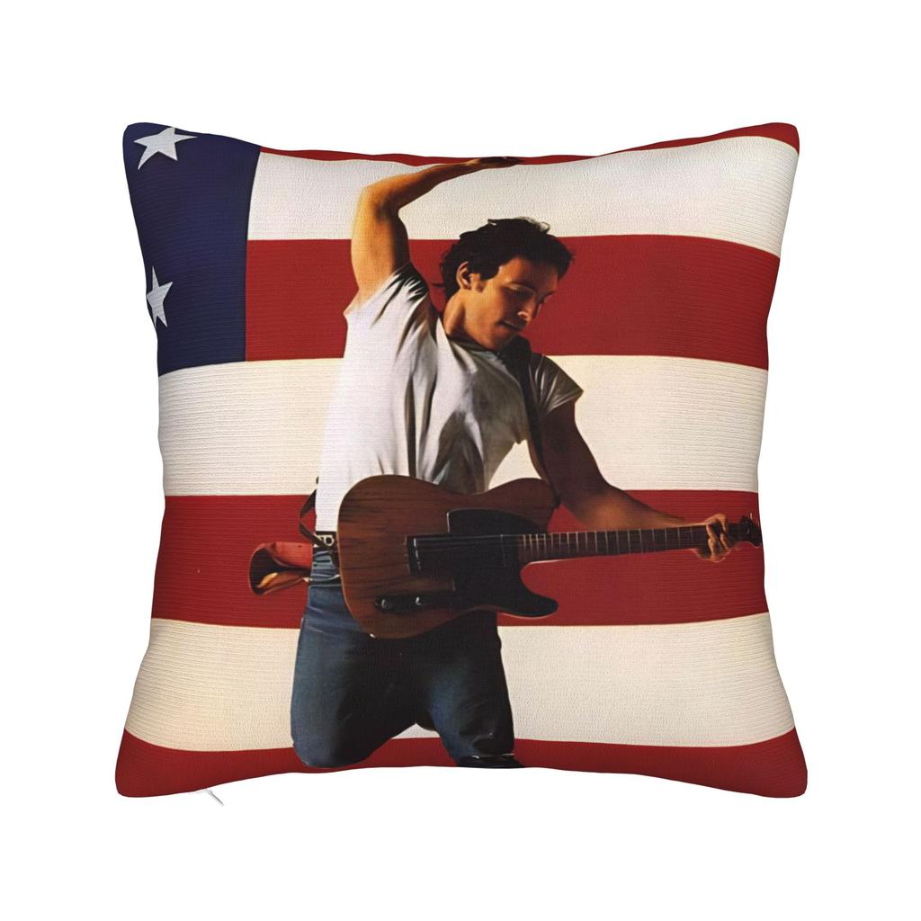 Bruce The E Street Band Springsteen Square Pillow Cases Rock USA 80s Cushion Cover Custom Decorative Pillowcase for Sofa 45x45cm
