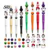 Festive Desktop Accessories 8PCS Halloween Beadable Pens, DIY Ballpoint Pens with Ghost Pendants Bulk Gifts And Acrylic Beads, Creative Stationery for