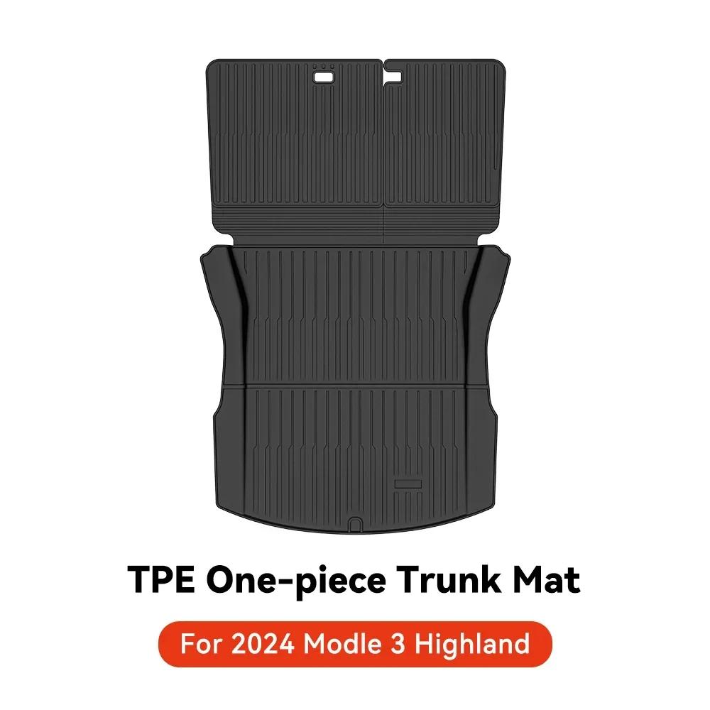 For Tesla Model Y Juniper 2025-2026 TPE Car Front Rear Trunk Mat Waterproof Wear-resistant All Weather Trunk Mats Backrest Amagi