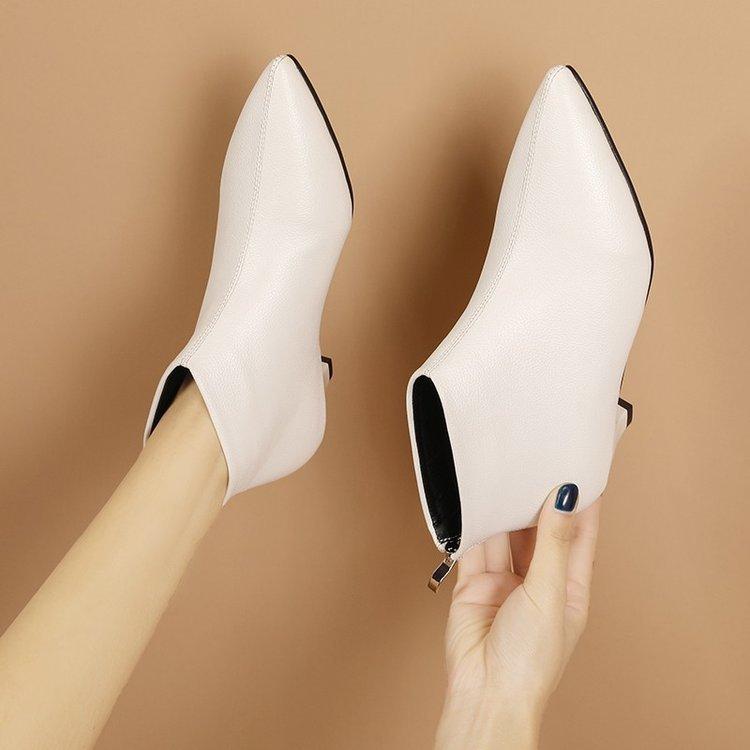 

2025 новая осенняя женская обувь острый носок тонкий каблук короткие ботинки и ботильоны весенне-осенние одинарные ботинки мягкая кожа удобная обувь голые б 40