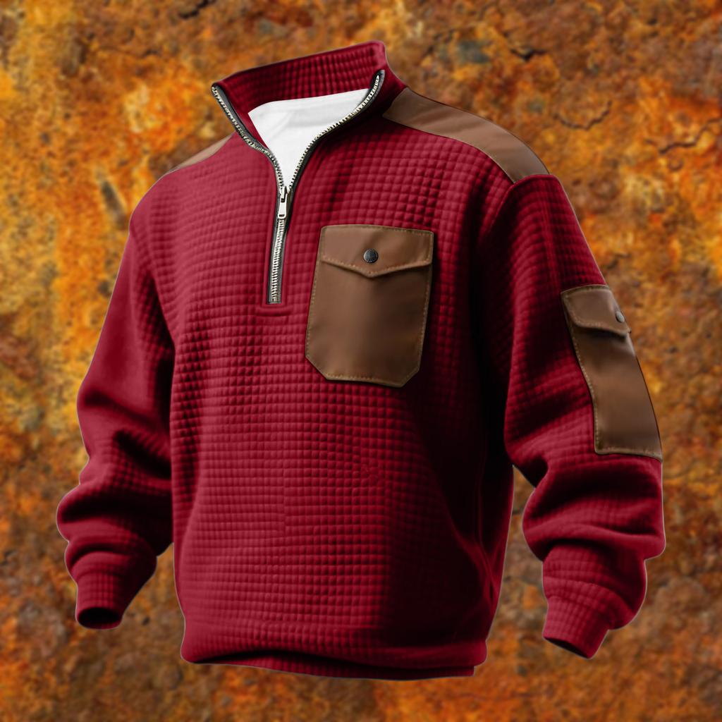 Men's Solid Color Stand Collar Sweatshirt Men's Sports Large Size Casual Sweatshirt