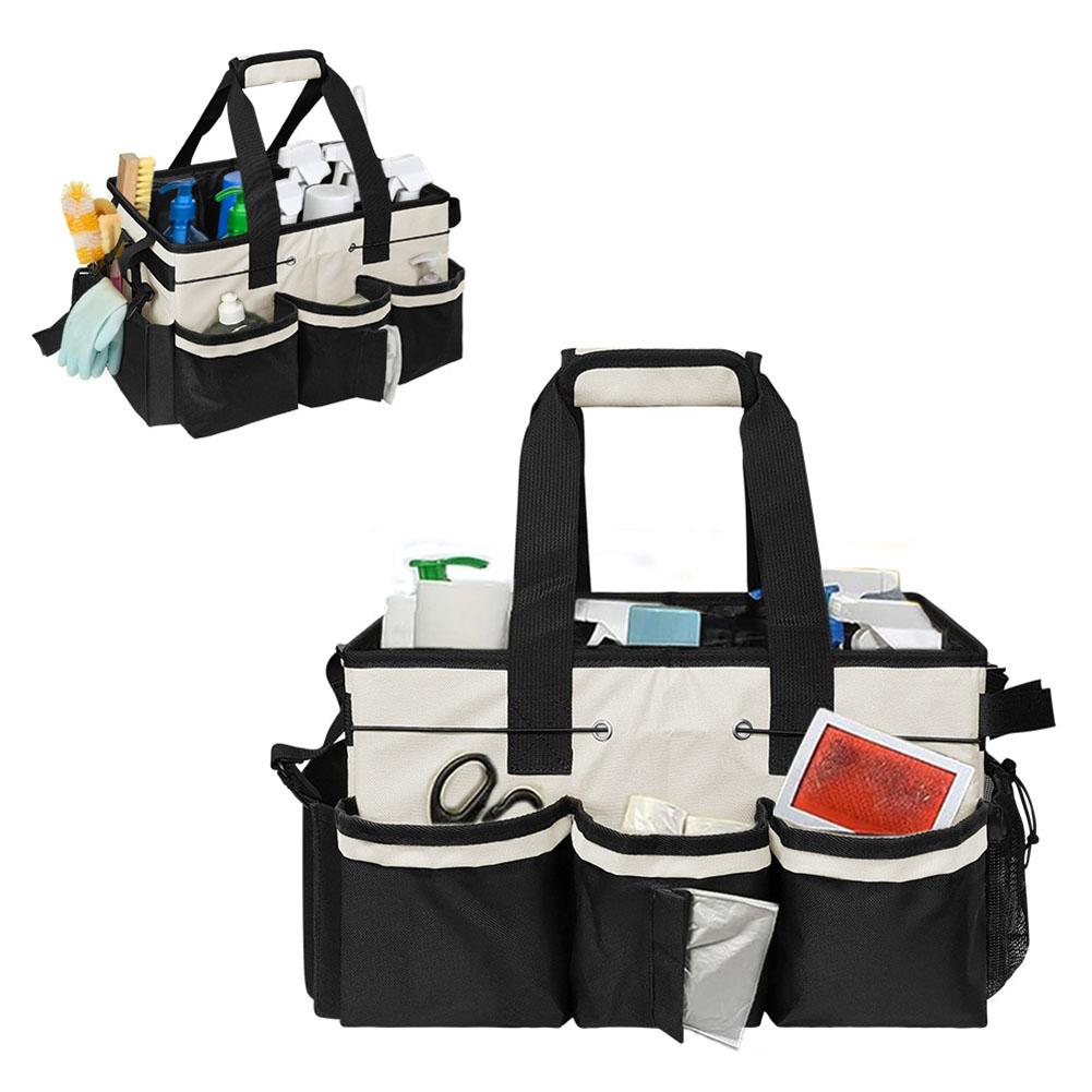 Large Capacity Cleaning Caddy Bag with Handle for Cleaning Tools Supplies Storage Bags Multi Pocket Oxford Cloth Tools Handbags