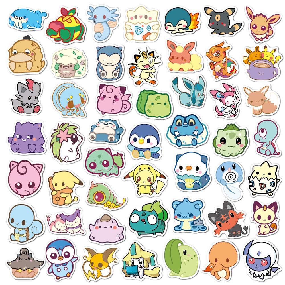 10/30/50pcs Kawaii Anime Pikachu Bulbasaur Stickers Cartoon Kids Sticker Toys Phone Diary Suitcase Cute Graffiti Decals
