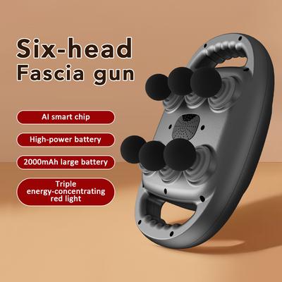 Pistola de fascia de 6 cabezales, dispositivo de masaje de tejido profundo con vibración de alta frecuencia para hombros, cintura, espalda y relajación muscular corporal