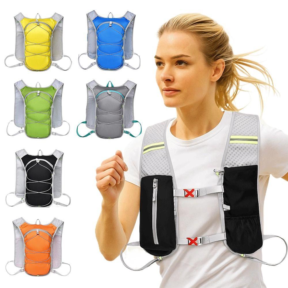 Reflective Running Vest Breathable Running Bag Running Water Bottle Storage Vest  for Outdoors