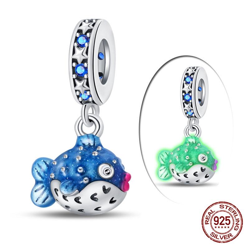 Authentic 100 copper Shell Luminous Bead Charms Crab Octopus Charm Bead Charms Compatible With Authentic Bracelets Do It Yourself Jewellery Making Wo