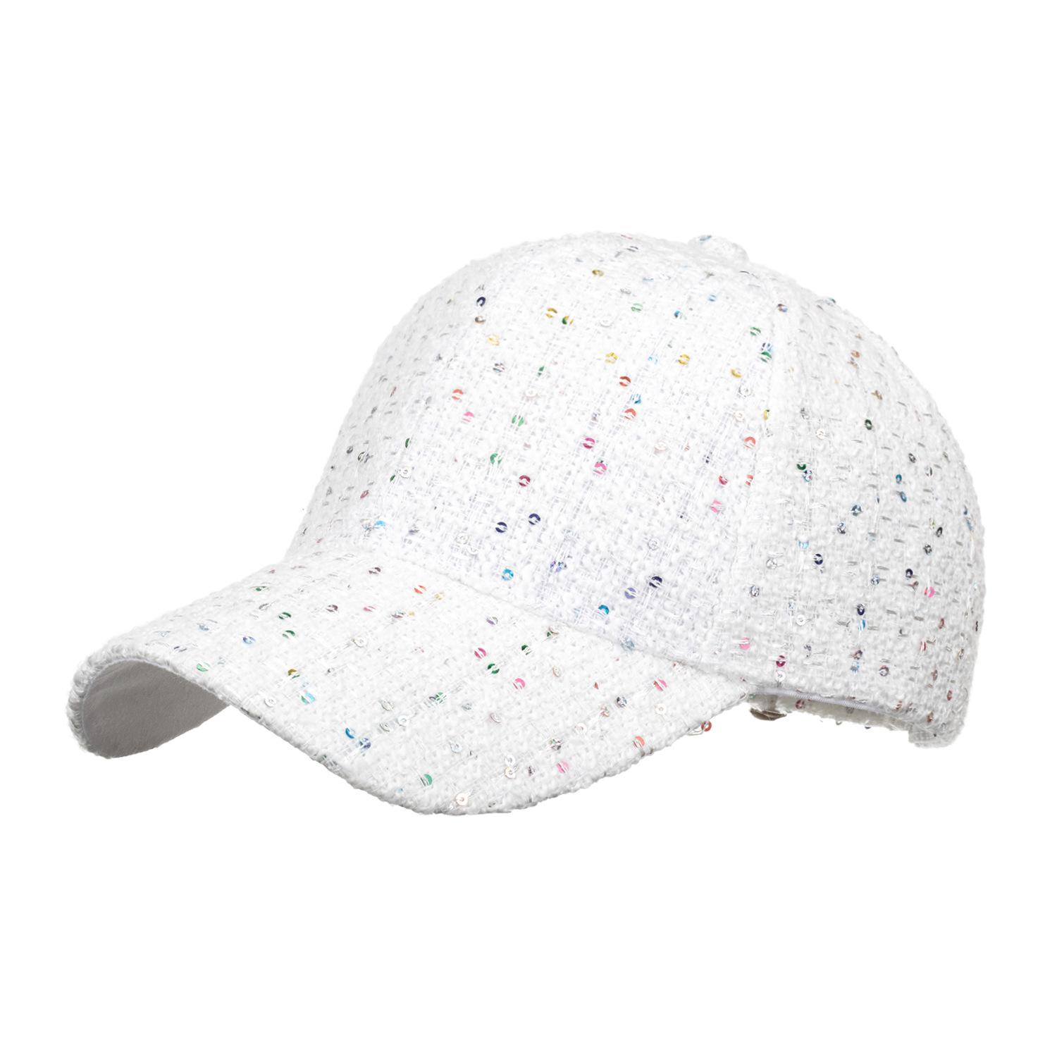 

Hat autumn and winter new Xiaoxiangfeng baseball cap trend matching cap women s outdoor color sequins білий