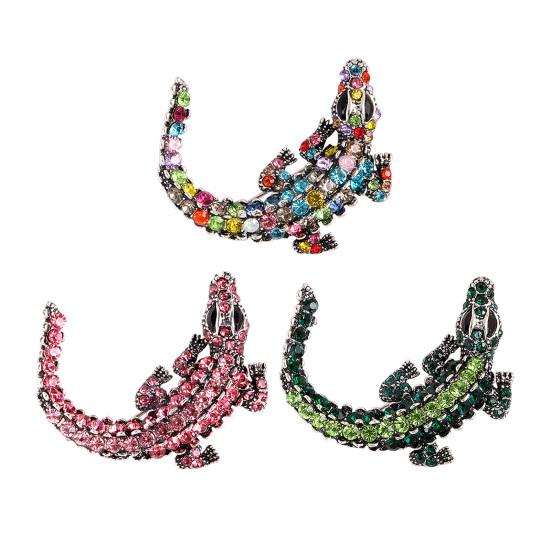 Alloy Brooch Sparkling Rhinestones Inlaid Animal Design Collar Pin Non-Fading Bright Drip Technology Clothing Pin Wedding Christmas Accessories