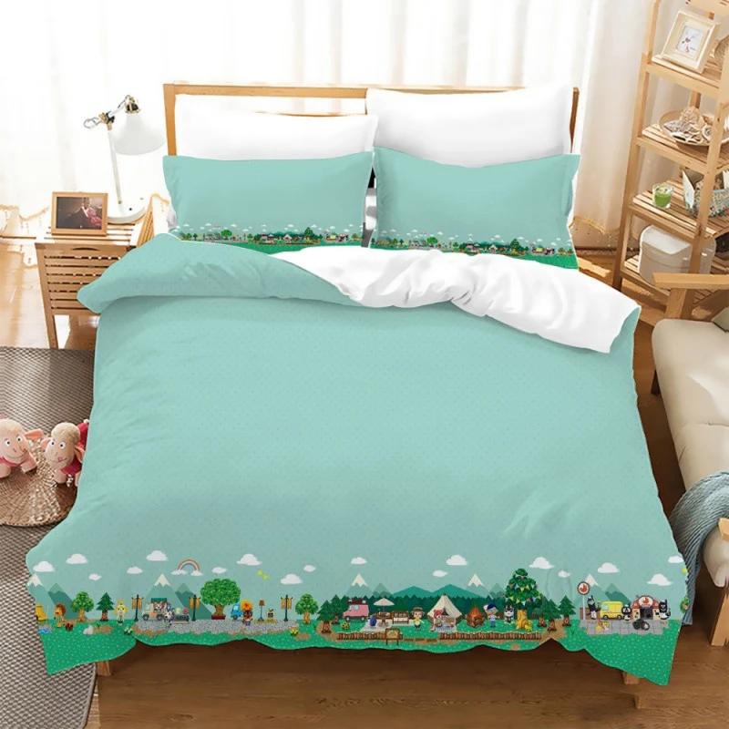 Animal Crossing Cartoon Game Bedding Set 3D Duvet Cover Twin Full Queen King Size Bed Linen And Covers Pillowcase Sets For Kids