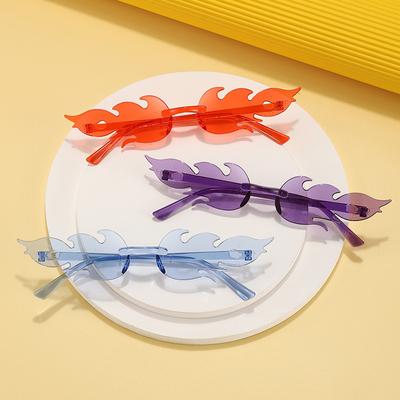 Flame Sunglasses, Frameless Personalized Colorful Prom Sunglasses, Candy-colored Integrated Glasses