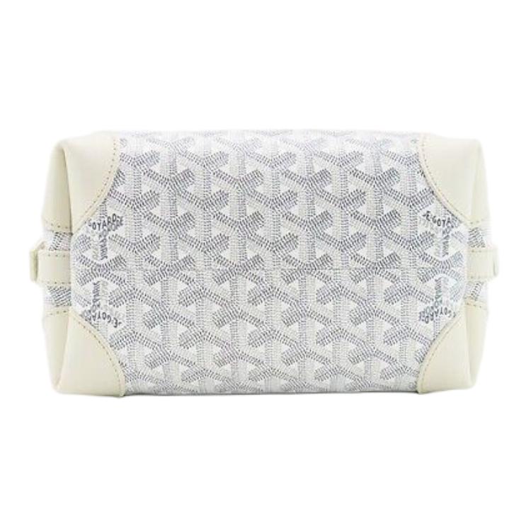 Goyard Monogrammed Zippered Canvas And Calfskin Travel Toiletry Bag Unisex Toiletry Bag White BOEING025TY-50CL50P