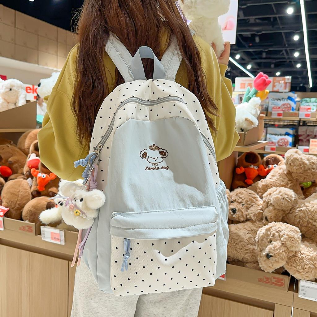 Schoolbag Korean small fresh ins wind cute polka dot girl schoolbag junior high school students primary school students lightweight campus backpack