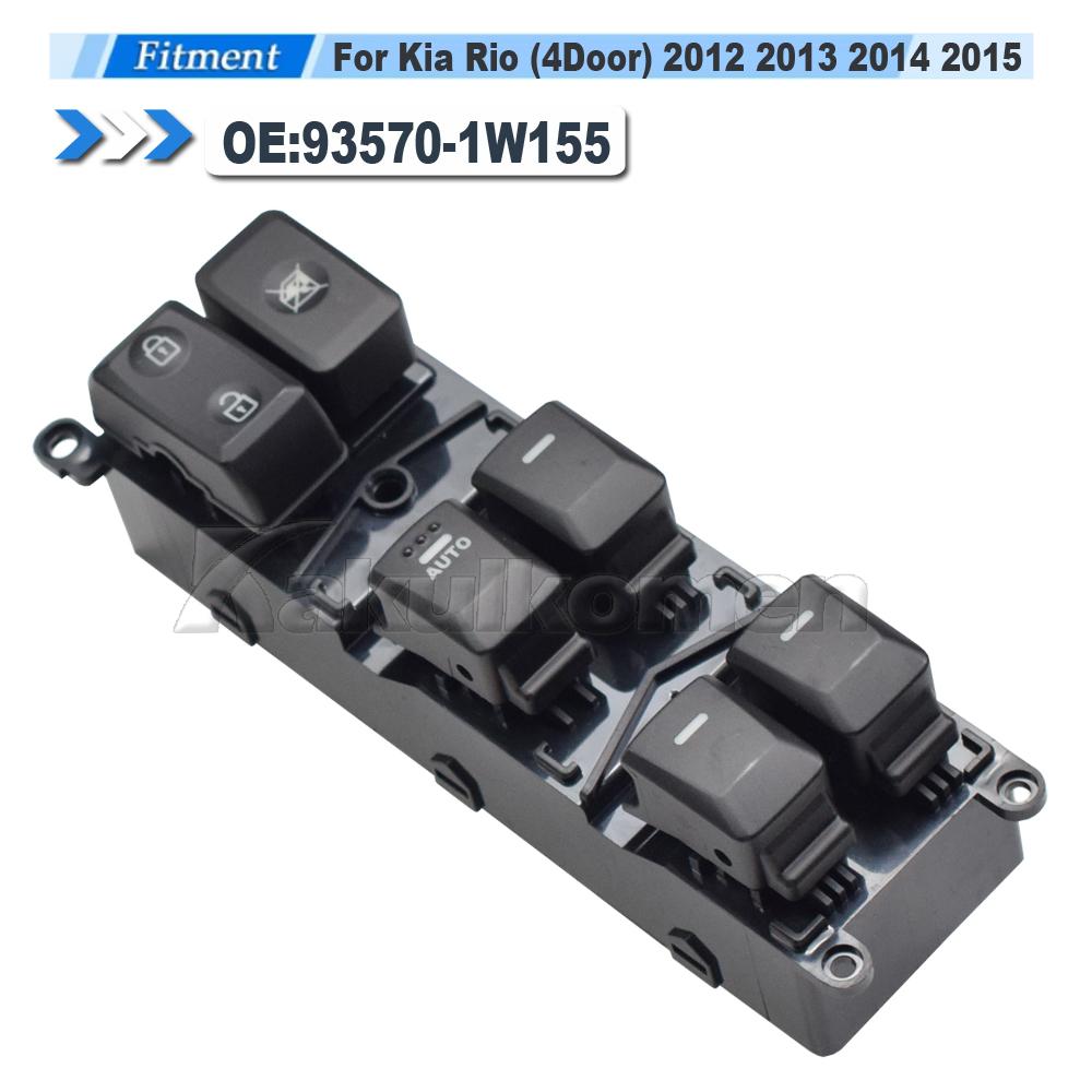 Кнопка переключателя управления стеклоподъемником с электроприводом со стороны водителя для Kia Rio (4 двери) 2012-2015 93570-1W155 935701W155 С красной подсветкой Drive Side