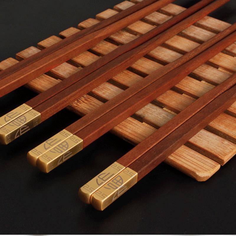 Household Rosewood Wooden Chopsticks Set Solid Wood Chopsticks Wooden Chopsticks Japanese Wooden Tableware Red