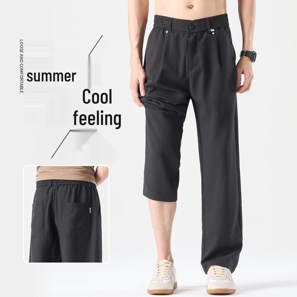 Men's Premium Tencel Linen Summer Pants - Lightweight, Wrinkle-Resistant, No-Iron, Loose Fit, Straight Leg Trousers.