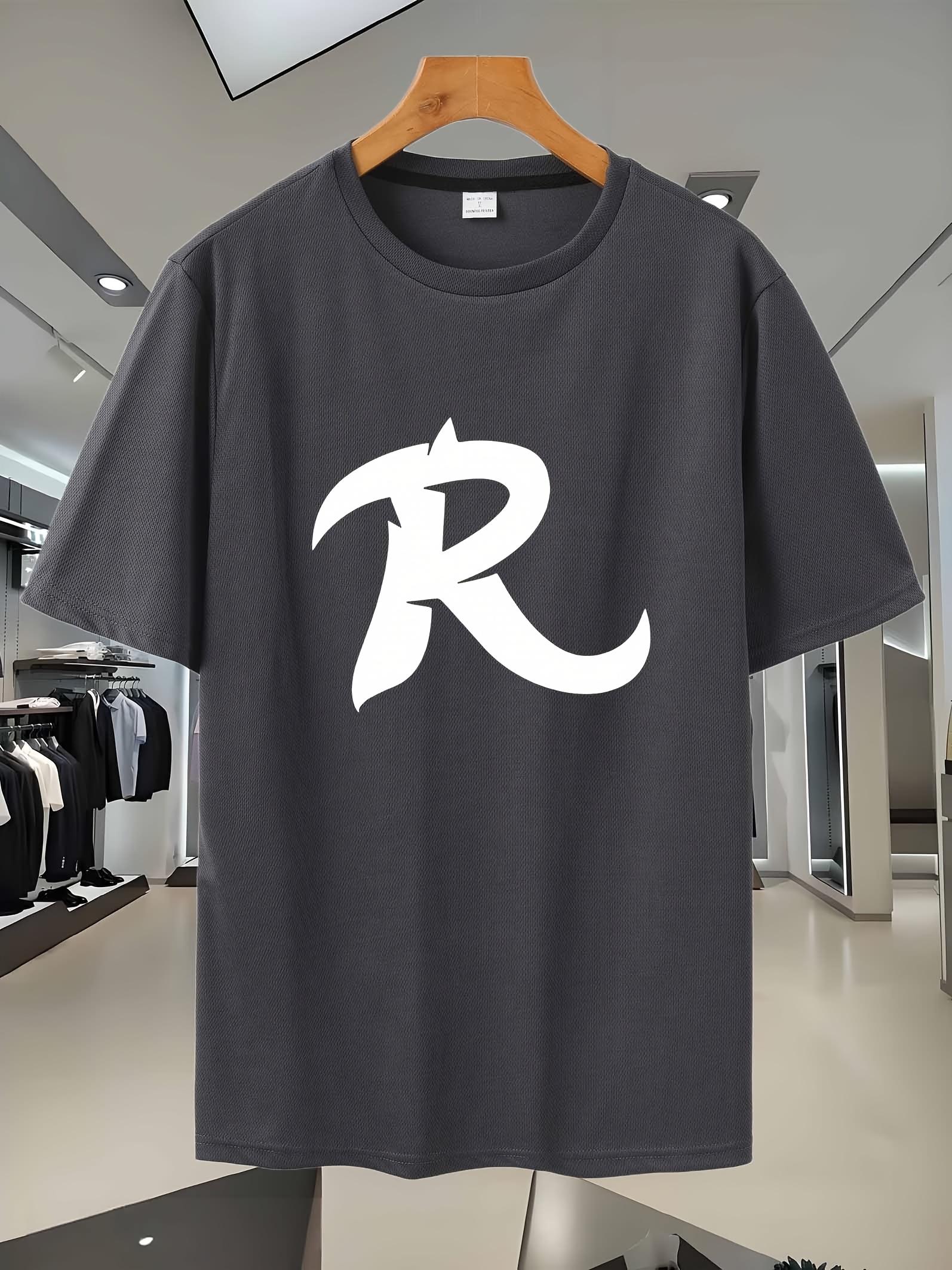 Navy Blue  R  Graphic T-shirt - Breathable Mesh XXXXL