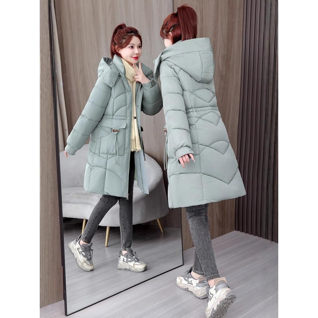 Women's Down Coats - Winter Women's Mid-length Waist Cinched Thickened Warm Cotton Padded Jacket Casual Outwear