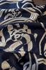 Navy Blue Scarf with Cream Pattern - Elegant Geometric Motif - 180x90