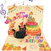 Katt Pop Up Födelsedagskort Musik & Ljus & Blåsbar Ljus Pop up Grattis på Födelsedagen Kort Hälsningskort, Söt Katt Musik Födelsedagskort för Flicka Kvinnor Män