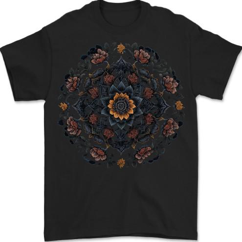 Mandala Flowers Gothic Goth Mens T-Shirt 100% Cotton XL