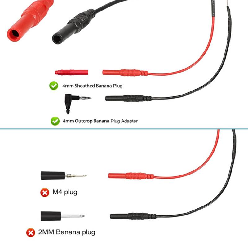 2 Peças Cabo Adaptador Fêmea de 4mm Terminal de Pino Plugue Fio Gancho Multímetro Plugue Banana Pontas de Prova Silicone Flexível Colher Posterior Sonda