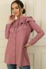 Linen Shirt Tunic with Lace Flounce On the Collar and Buttons On the Front