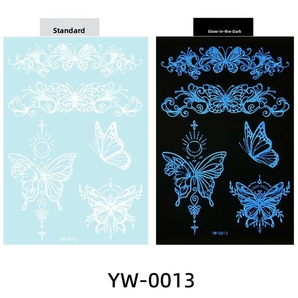 Leg Arm Luminous Henna Tattoo Sticker White Lace Temporary Tattoo  Women/Lady