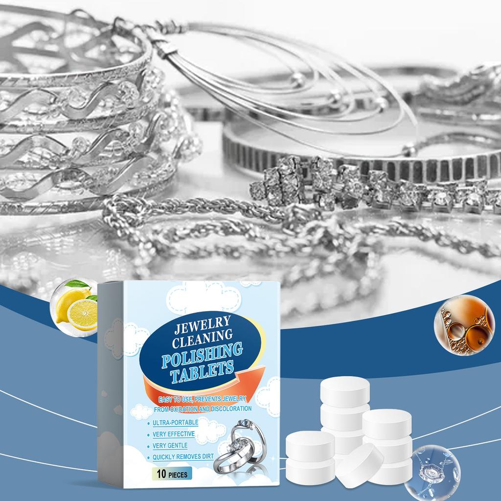 Tabletki do czyszczenia biżuterii, środki czyszczące do biżuterii, rozjaśniacze do biżuterii, renowacja, dekontaminacja, konserwacja, czyszczenie, pierścionki jubilerskie, łańcuszki do zegarków