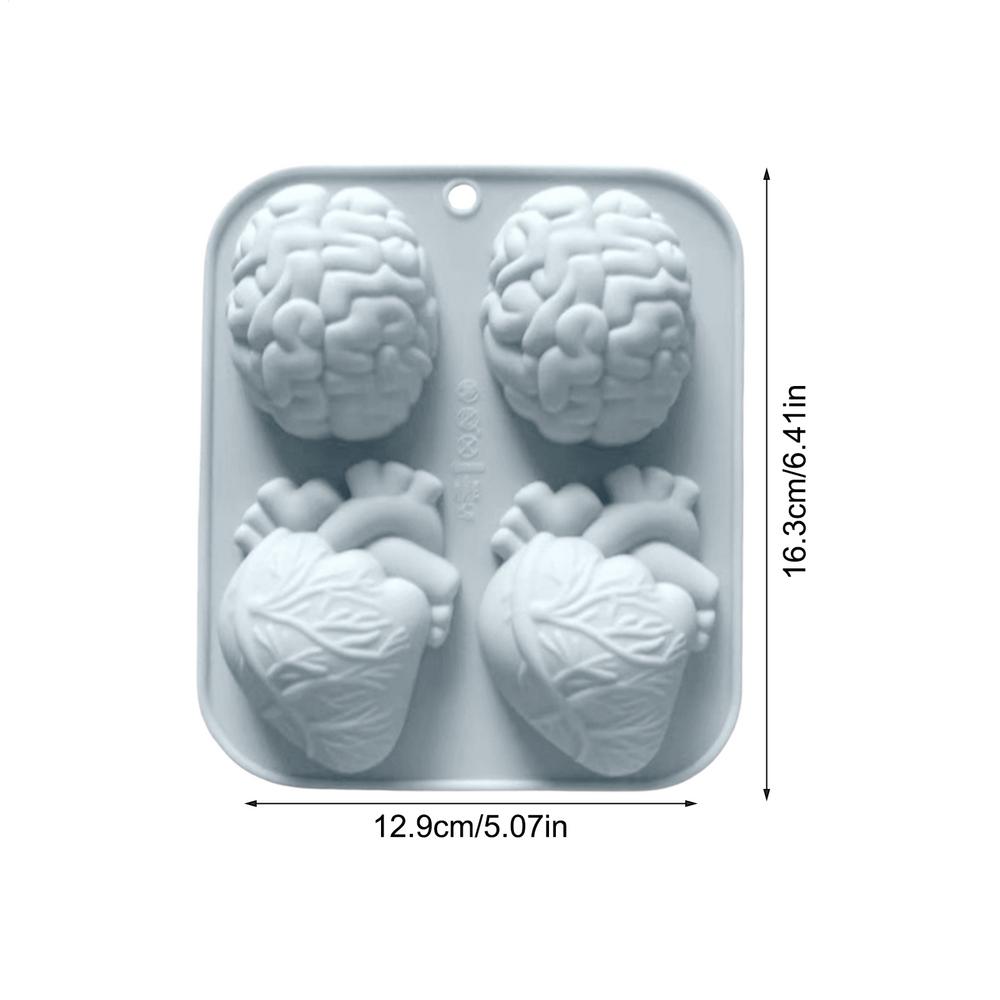 

Human Heart Brain Silicone Molds Halloween 3D Brain Heart Shape Chocolate Candy Pudding Ices Cube Tray Cupcake Cake Decor Molds