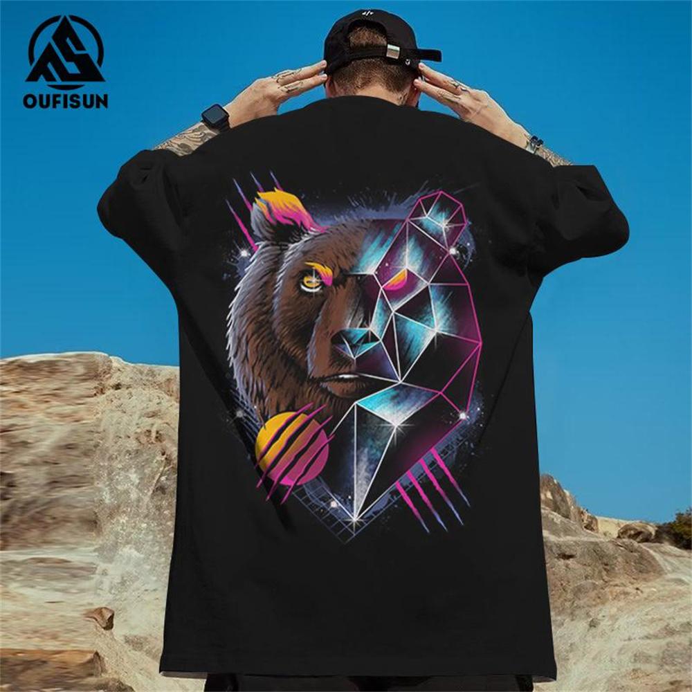 2024 neue Herren T-Shirt Hip Hop Tops Street Männer Trend Animal Print Bluse Sommermode Kurzarm T-Shirt Kleidung
