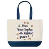 Tote Bag - PLANETEE - Anne-Sophie She's Awesome - Blue Bottom - Cotton 40x45 Cm - Large Size