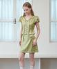Opening Sunshine Strap Belt Satin Mini Skirt Jacquard Olive